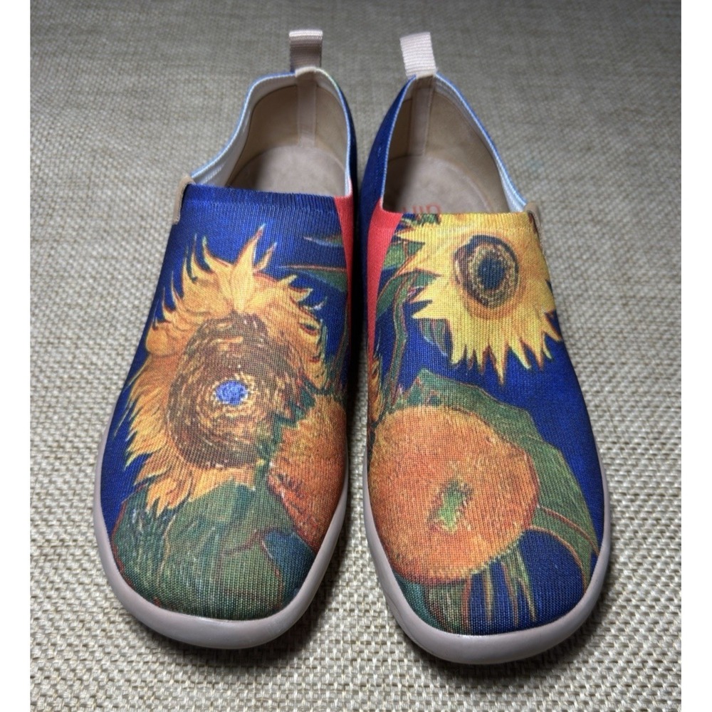 UIN Women's Sunflower Slip-On Flats - Blue/Yellow/Green